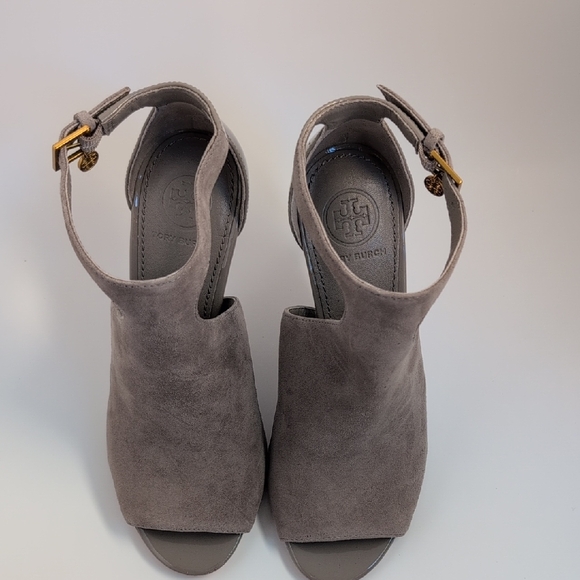 Tory Burch Gray Suede Ashton Bootie Heel Shoes size 5M - Picture 11 of 15